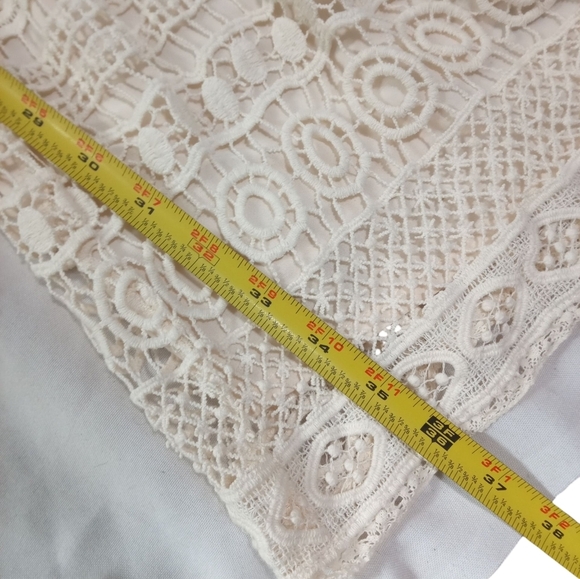 Anthropologie Maeve Cream Crochet Overlay Shift Dress Boho Lace Cap Sleeve Small - Picture 7 of 9